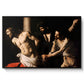 The Flagellation of Christ at the Column (Rouen Version), 1606 by Caravaggio in a black floater framed canvas wall art display.