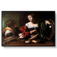 Martha and Mary Magdalene, c. 1598 by Caravaggio in a black floater framed canvas wall art display.