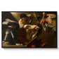 The Crowning with Thorns (Vienna Version), c. 1602-1604 by Caravaggio in a black floater framed canvas wall art display.