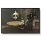 Interior, after Dinner, 1868-1869 by Claude Monet in a black floater framed canvas wall art display.