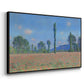 Angled view of Poppy Field (Giverny), 1890-1891 by Claude Monet in a black floater framed canvas.