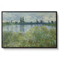 Banks of the Seine, Vétheuil, 1880 by Claude Monet in a black floater framed canvas wall art display.