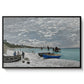 The Beach at Sainte-Adresse, 1867 by Claude Monet in a black floater framed canvas wall art display.