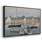 Angled view of The Basin at Argenteuil, 1874 by Claude Monet in a black floater framed canvas.