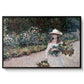 Young Girl in the Garden at Giverny, 1888 by Claude Monet in a black floater framed canvas wall art display.