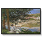 On the Bank of the Seine, Bennecourt, 1868 by Claude Monet in a black floater framed canvas wall art display.