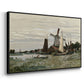 Angled view of Windmill at Zaandam, 1871 by Claude Monet in a black floater framed canvas.