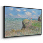 Angled view of The Cliff Walk at Pourville, 1882 by Claude Monet in a black floater framed canvas.