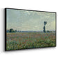 Angled view of Poppy Field, 1881 by Claude Monet in a black floater framed canvas.