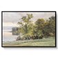 Landscape at Lake Starnberg, 1890 by Edward Theodore Compton in a black floater framed canvas wall art display.