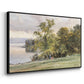 Angled view of Landscape at Lake Starnberg, 1890 by Edward Theodore Compton in a black floater framed canvas.