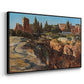 Angled view of Palatine in Rome, c. 1921 by Edward Theodore Compton in a black floater framed canvas.