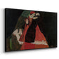 Angled view of Cardinal and Nun (Caress), 1912 by Egon Schiele in a black floater framed canvas.