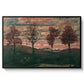 Four Trees, 1917 by Egon Schiele in a black floater framed canvas wall art display.