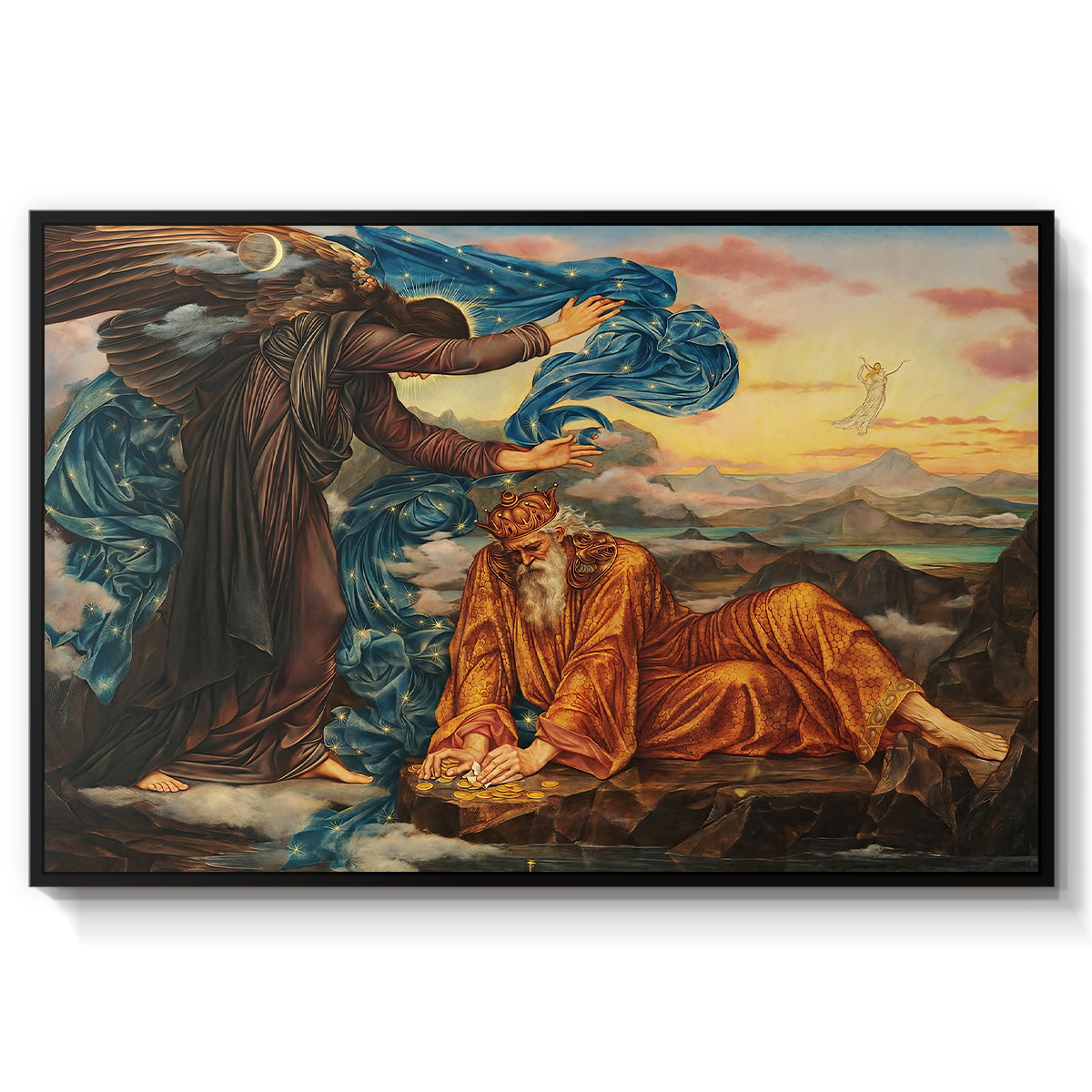 Earthbound, 1897 by Evelyn De Morgan in a black floater framed canvas wall art display.