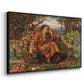 Angled view of A Soul in Hell, c. 1901-1902 by Evelyn De Morgan in a black floater framed canvas.
