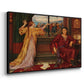 Angled view of The Gilded Cage, c. 1901-1902 by Evelyn De Morgan in a black floater framed canvas.