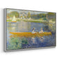 Angled view of The Skiff (La Yole), 1875 by Pierre-Auguste Renoir in a white floater framed canvas.