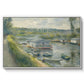 Wash-House Boat at Bas-Meudon, c. 1874 by Pierre-Auguste Renoir in a white floater framed canvas wall art display.
