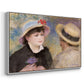 Angled view of Boating Couple (Aline Charigot and Renoir), c. 1881 by Pierre-Auguste Renoir in a white floater framed canvas.