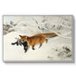 Fox in Snow Landscape, 1900 by Bruno Liljefors in a white floater framed canvas wall art display.