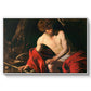 Saint John the Baptist in the Wilderness, c. 1603-1604 by Caravaggio in a white floater framed canvas wall art display.