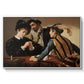 The Cardsharps, c. 1594 by Caravaggio in a white floater framed canvas wall art display.