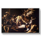 The Martyrdom of Saint Matthew, 1599-1600 by Caravaggio in a white floater framed canvas wall art display.