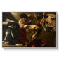 The Crowning with Thorns (Vienna Version), c. 1602-1604 by Caravaggio in a white floater framed canvas wall art display.