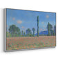 Angled view of Poppy Field (Giverny), 1890-1891 by Claude Monet in a white floater framed canvas.