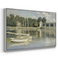 Angled view of The Bridge at Argenteuil, 1874 by Claude Monet in a white floater framed canvas.