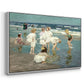 Angled view of A Holiday, c. 1915 by Edward Henry Potthast in a white floater framed canvas.