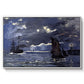 A Seascape, Shipping by Moonlight, 1864 by Claude Monet in a white floater framed canvas wall art display.