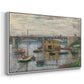 Angled view of Bridge at Argenteuil on a Gray Day, c. 1876 by Claude Monet in a white floater framed canvas.