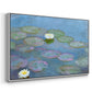 Angled view of Water Lilies (Nymphéas), 1897-1899 by Claude Monet in a white floater framed canvas.