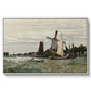 Windmill at Zaandam, 1871 by Claude Monet in a white floater framed canvas wall art display.