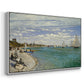 Angled view of Regatta at Sainte-Adresse, 1867 by Claude Monet in a white floater framed canvas.