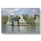 Houses on the Zaan River at Zaandam, 1871 by Claude Monet in a white floater framed canvas wall art display.