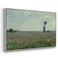 Angled view of Poppy Field, 1881 by Claude Monet in a white floater framed canvas.