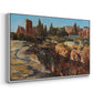 Angled view of Palatine in Rome, c. 1921 by Edward Theodore Compton in a white floater framed canvas.