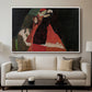 Cardinal and Nun (Caress), 1912 by Egon Schiele displayed in a white floater framed canvas above a sofa in a clean living room.
