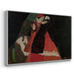 Angled view of Cardinal and Nun (Caress), 1912 by Egon Schiele in a white floater framed canvas.