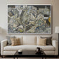 Mödling II, 1918 by Egon Schiele displayed in a white floater framed canvas above a sofa in a clean living room.