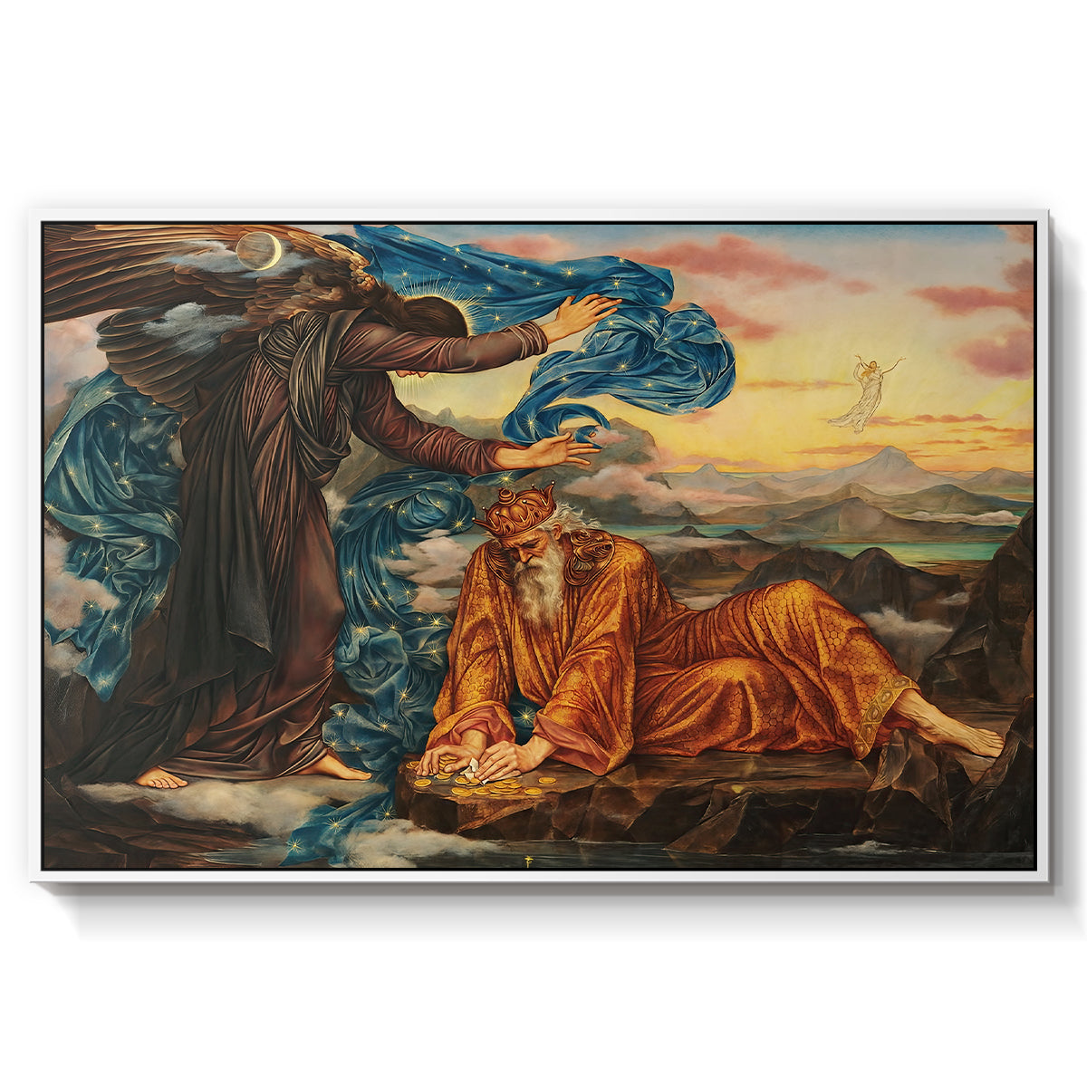 Earthbound, 1897 by Evelyn De Morgan in a white floater framed canvas wall art display.