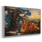Angled view of Earthbound, 1897 by Evelyn De Morgan in a white floater framed canvas.