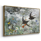 Angled view of Common Swifts, 1886 by Bruno Liljefors in a gold floater framed canvas.