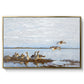 Greylag Geese (Grågäss), 1922 by Bruno Liljefors in a gold floater framed canvas wall art display.