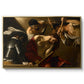 The Crowning with Thorns (Vienna Version), c. 1602-1604 by Caravaggio in a gold floater framed canvas wall art display.