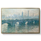 Waterloo Bridge, Gray Weather, 1900 by Claude Monet in a gold floater framed canvas wall art display.