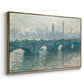 Angled view of Waterloo Bridge, Gray Weather, 1900 by Claude Monet in a gold floater framed canvas.